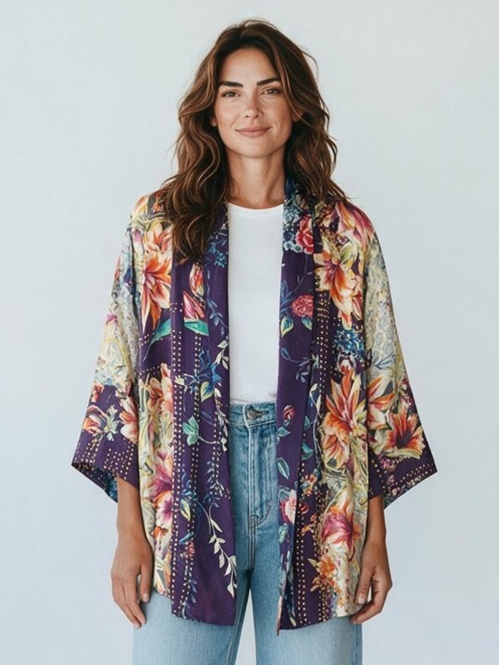 NWT Johnny Was Floral Patchwork Kimono Jacket Cardigan Size S